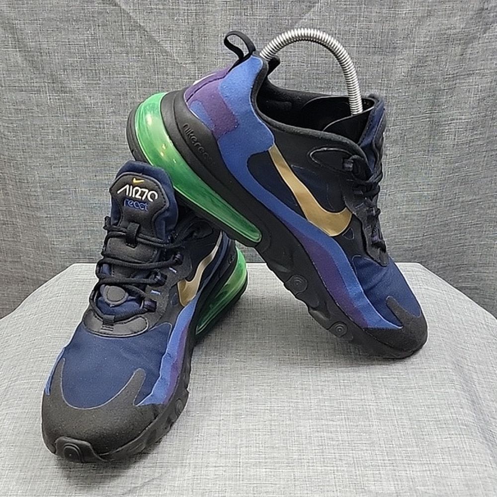 Nike Air Max 270 React Deep Royal Blue Gold AO4971-005 SZ 10.5